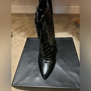 Elegant Black Lace-Up Women's Boots